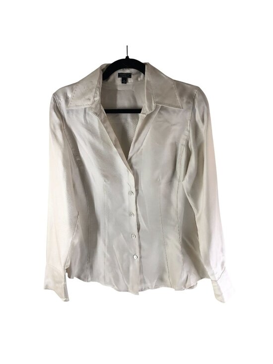 Ann Taylor Tops - Ann Taylor Womens Silk Blouse Button Down Long Sleeve Ivory 8